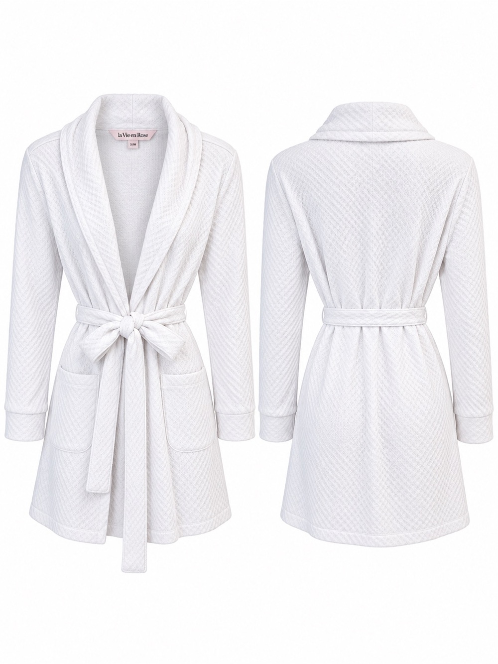 La Vie en Rose White Waffle Textured Robe S/M NWT